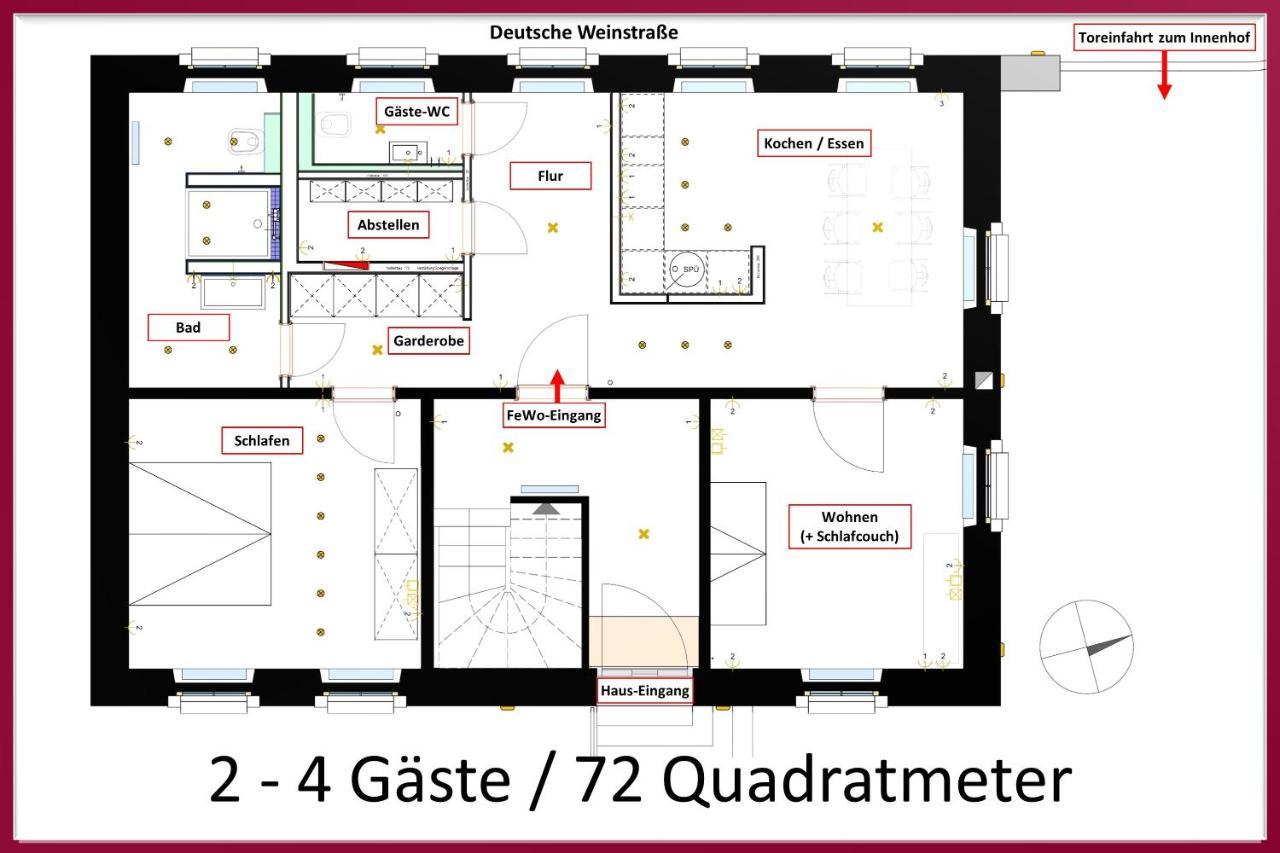 Neue90 - Fewo Steinacker, Weinstrasse Kallstadt Pfalz, 2Zkb - Keine Monteure Exterior photo